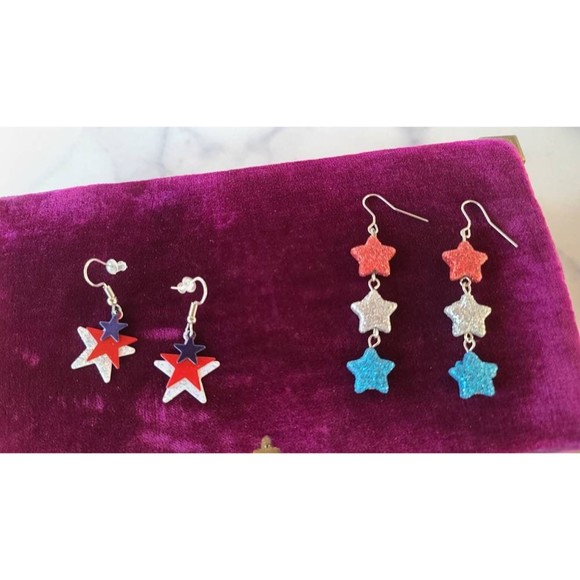 Vintage Patriotic Dangling Earrings - Picture 2 of 10